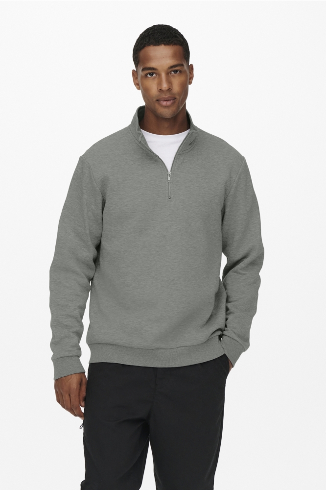 ONSCERES HALF ZIP SWEAT NOOS 22019055 CASTOR GRAY